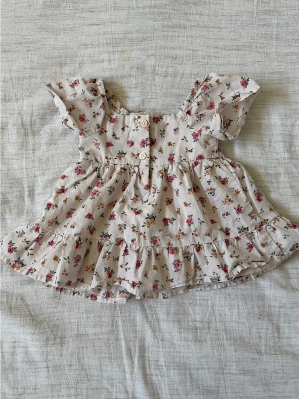 The Children's Place Cream Baby Dress with Pink Floral Print and Diaper Cover - Picture 2 of 5